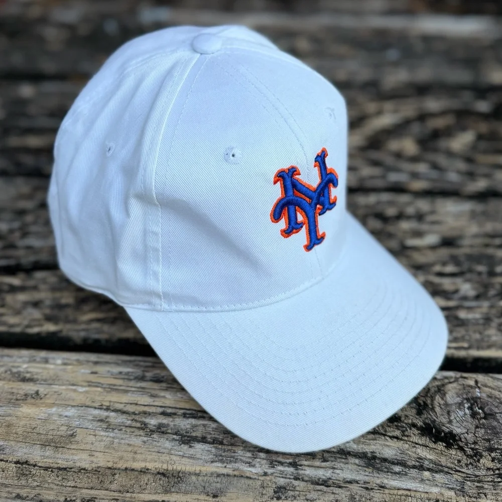 Vintage New York Mets MLB White Adjustable SnapBack Baseball Hat Cap T2